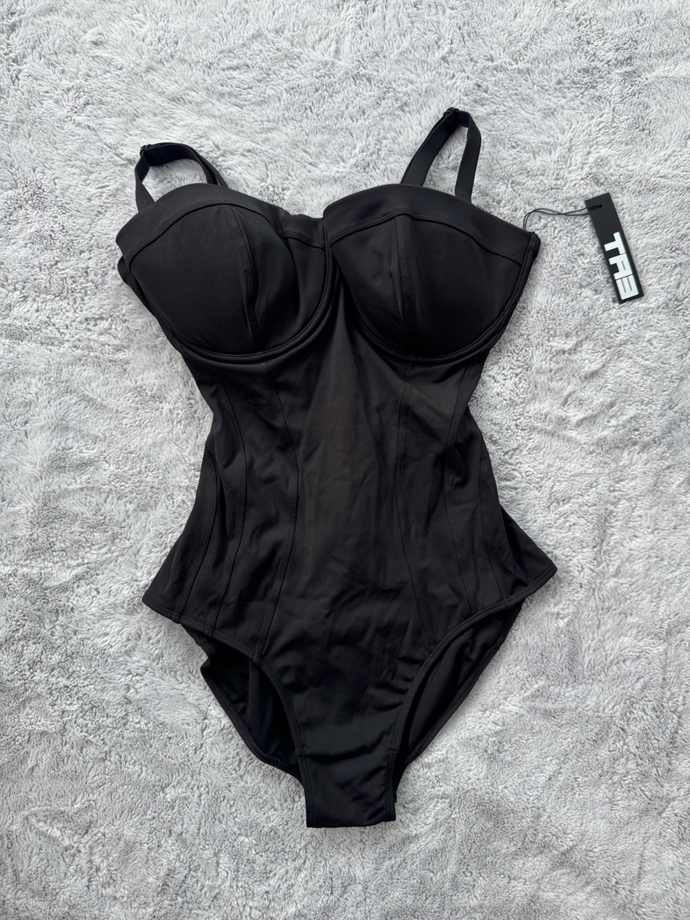 TA3 Pushy Snatched Waist Corset Back Swimsuit Black Medium Regular/ Long